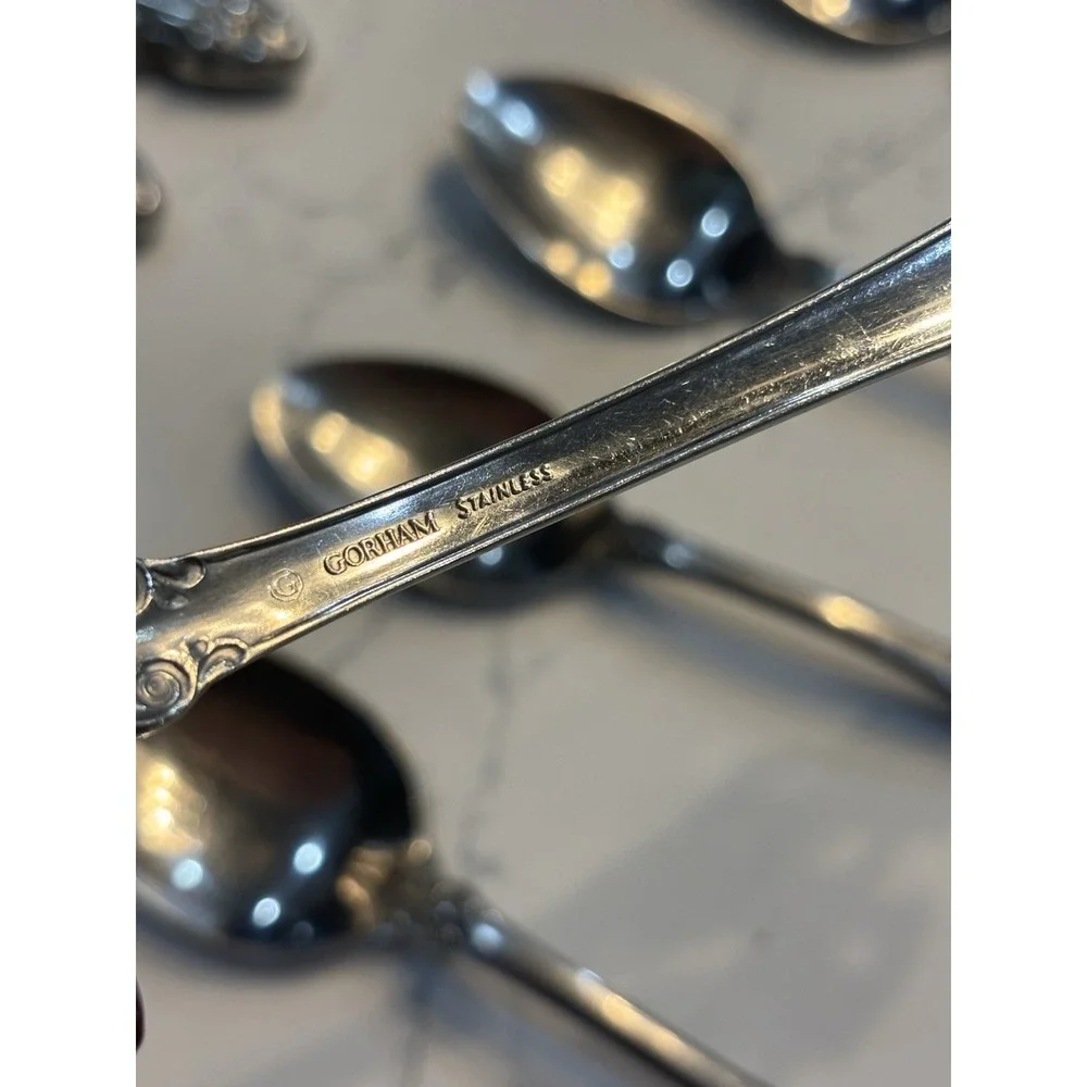 21 Pieces Gorham Pierced Baroque Stainless Flatware With Serving Spoon